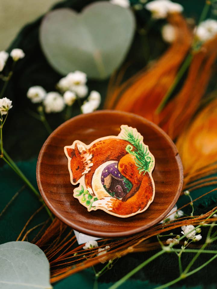 Fox Cottage Wooden Pin: Hazel Issue V Special Release for wholesale by Cottonbook