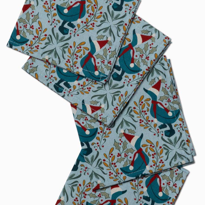 New Wing Studio - Wholesale Dinner & Cloth Napkin - Cocktail Napkin | Duck the Halls1