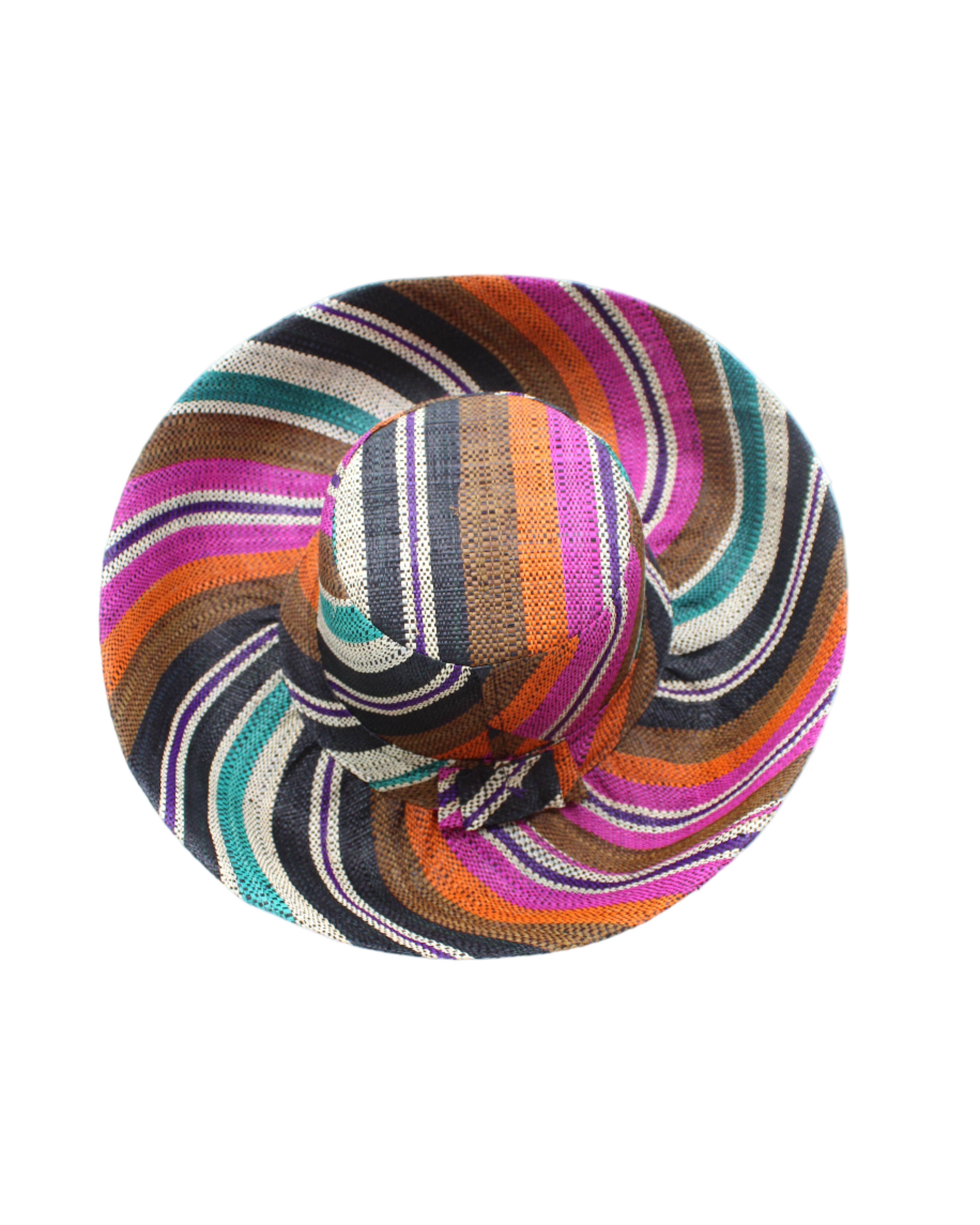 Shebobo - Vente Chapeau de paille – femme - Chapeaux de paille Shebobo Monica à larges bords rayés 13 cm et 18 cm pliables4
