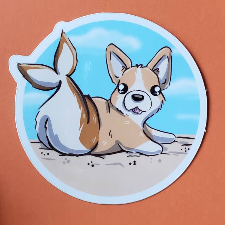 Mergi Sticker (mermaid + corgi for wholesale by Meg's Mashables