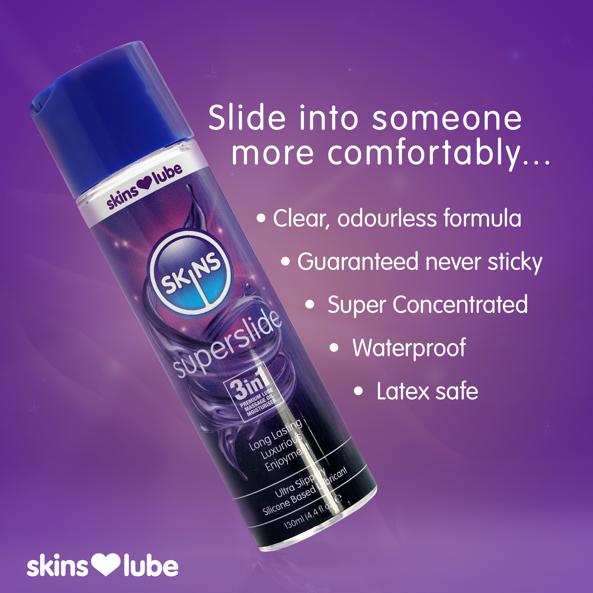 Creative Conceptions LTD – wholesale Personal lubricant – Skins Superslide Silicone Based Lubricant 4.4 fl oz (130ml)6