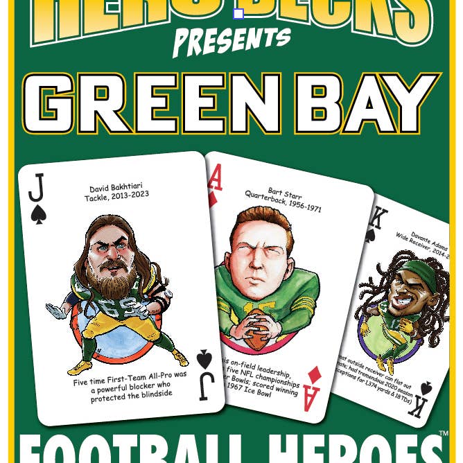 Midwest Novelty / Parody Productions - Wholesale Playing Cards - Green Bay Football Heroes Playing Cards for Packers Fans