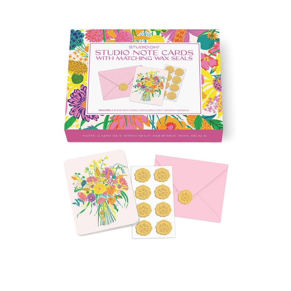 Studio Oh! - Wholesale Stationery/Notecard Set - Garden Splash Studio Note Cards with Matching Wax Seals1
