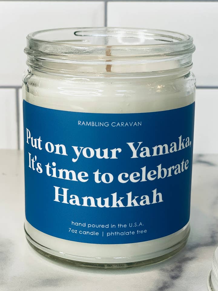 Put on your Yamaka, It's time to celebrate Hanukkah Candle for wholesale by Rambling Caravan