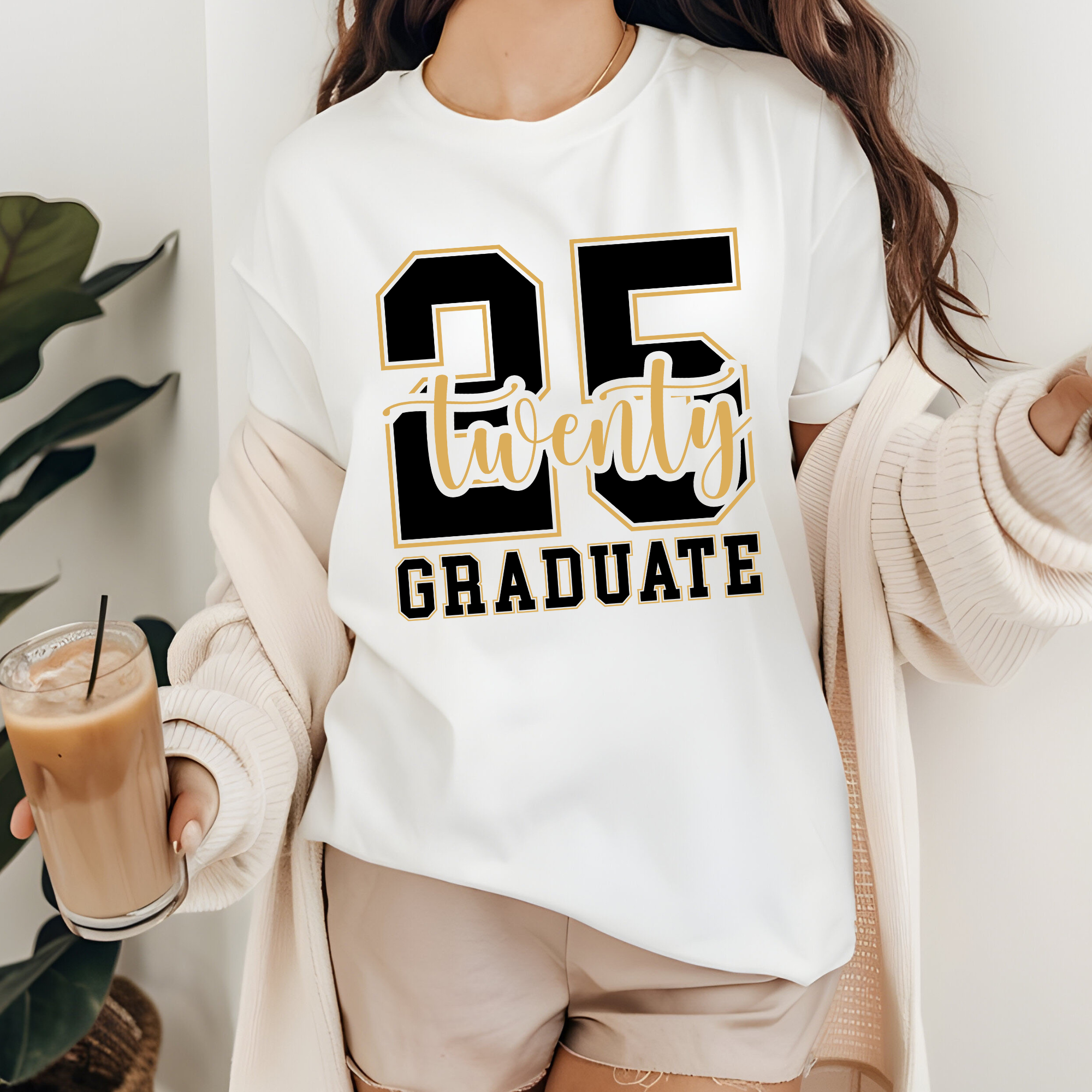 White Senior 2025 T-Shirt Back to School Apparel High School Tees for wholesale on Faire0