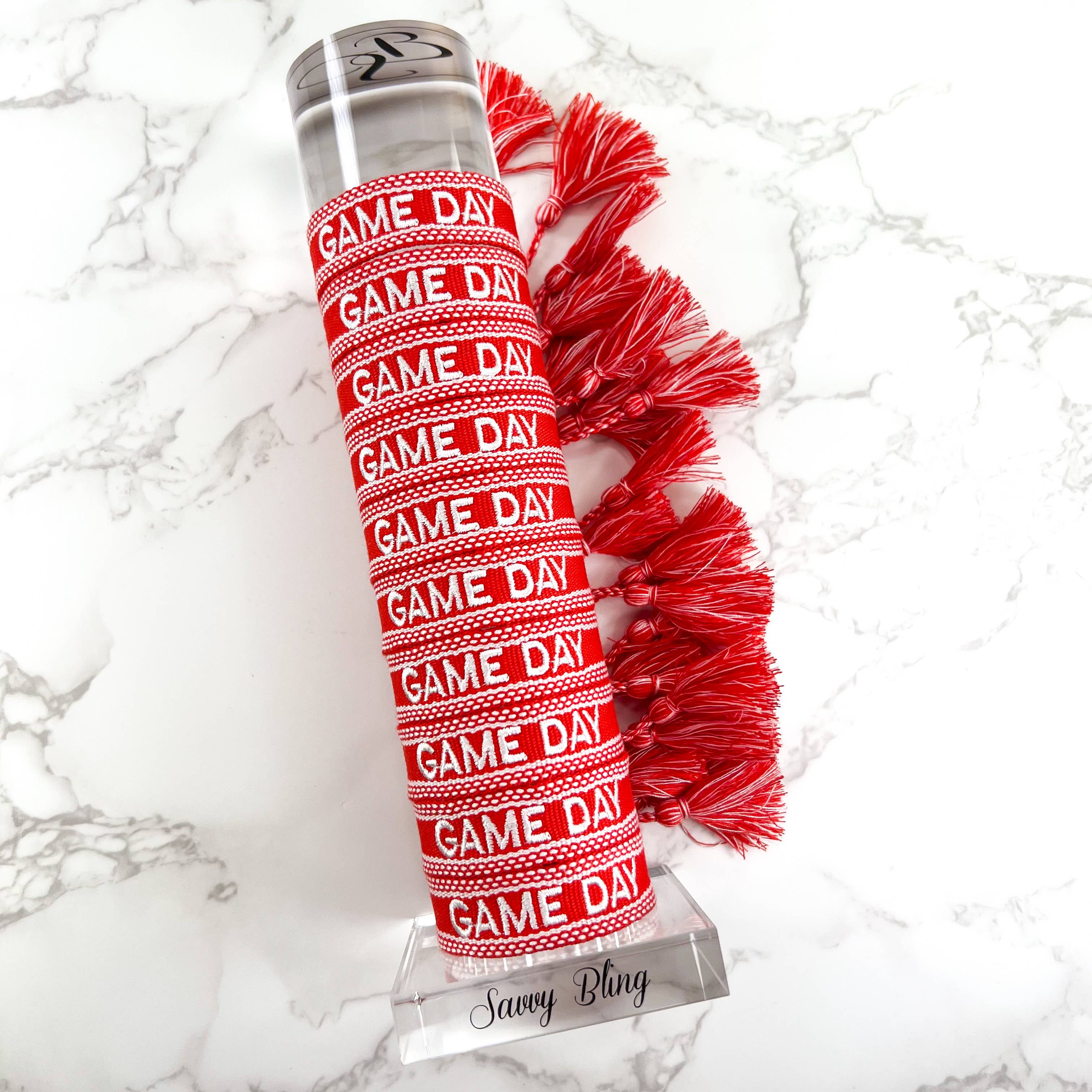 Savvy Bling - Vendita all'ingrosso Bracciale in tessuto/intrecciato - Bracciale ricamato Red Game Day1
