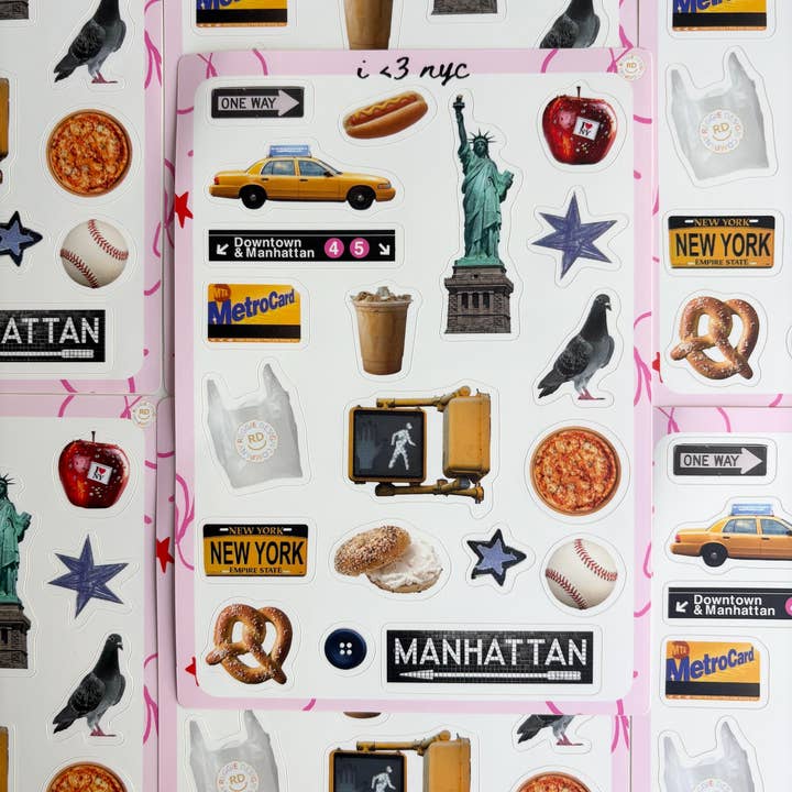 ReggieDesignCo - Wholesale Sticker - New York Junk Journal 5x7 Sticker Sheet1