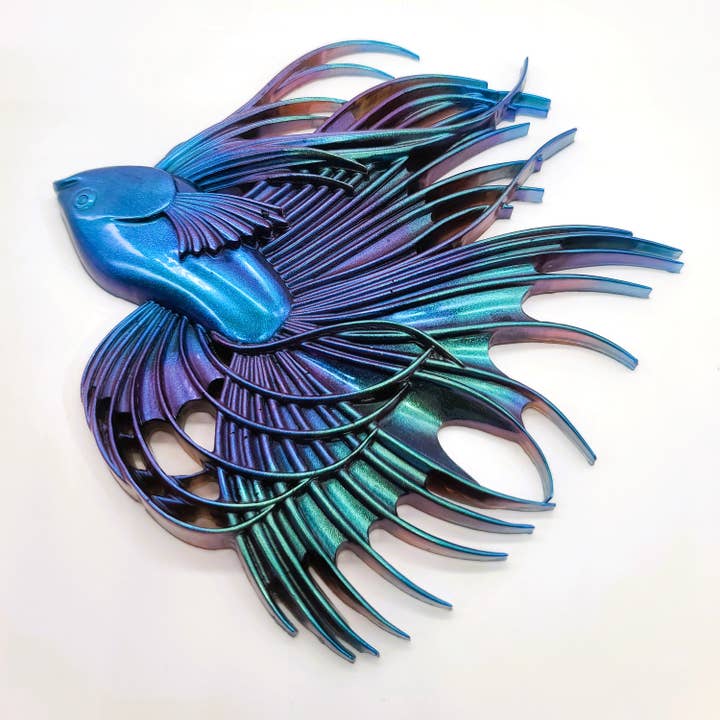 JEMS of the Sea - Wholesale Wall Accent - 6" Resin Betta Fish Wall Art - Holographic Color Shift32