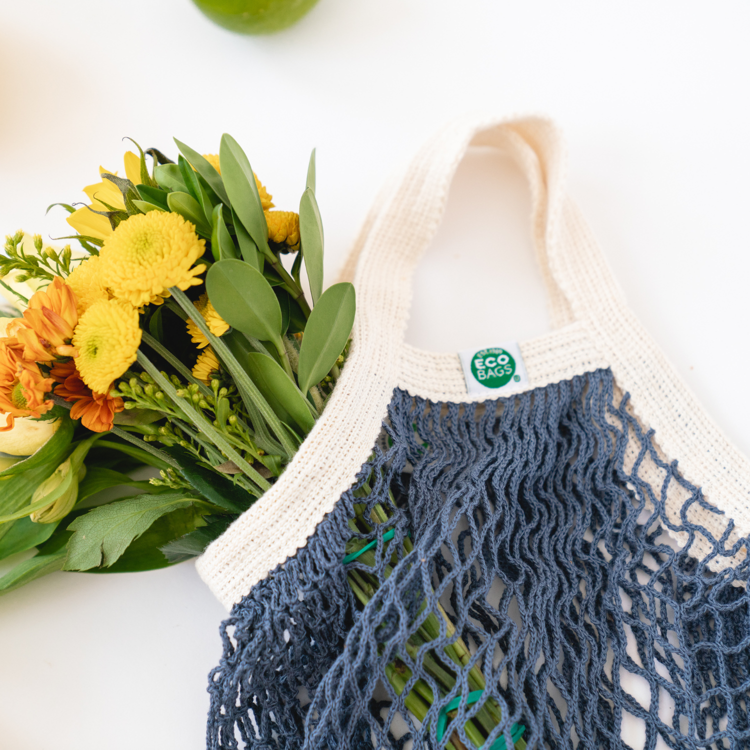 ECOBAGS - Vente Sac à main avec poignée sur le dessus – femme - Mini sac filet en coton biologique3