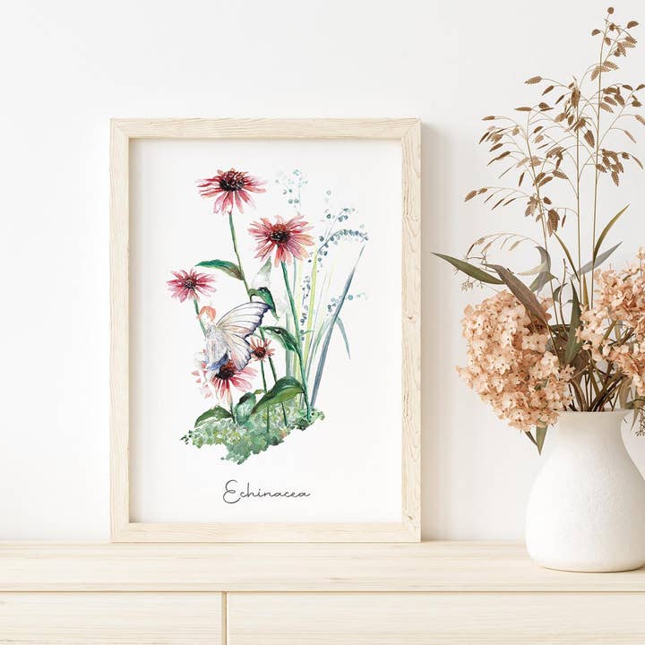 Echinacea Flower Fairy Art Print - Unframed for wholesale by Katie Hipwell Design