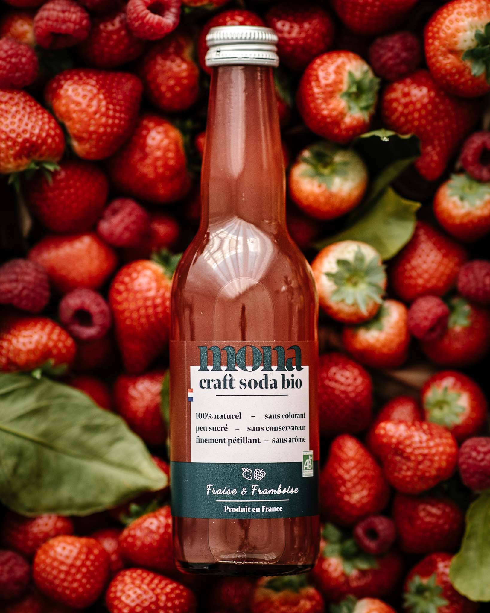 Appie - Wholesale Soda/Carbonated Drink - Craft soda MONA - Organic Strawberry & Raspberry (33cl)1