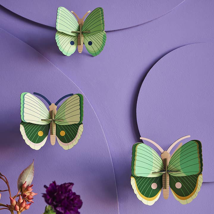 Studio Roof - Wholesale Wall Accent - Fern Striped Butterflies, set of 3