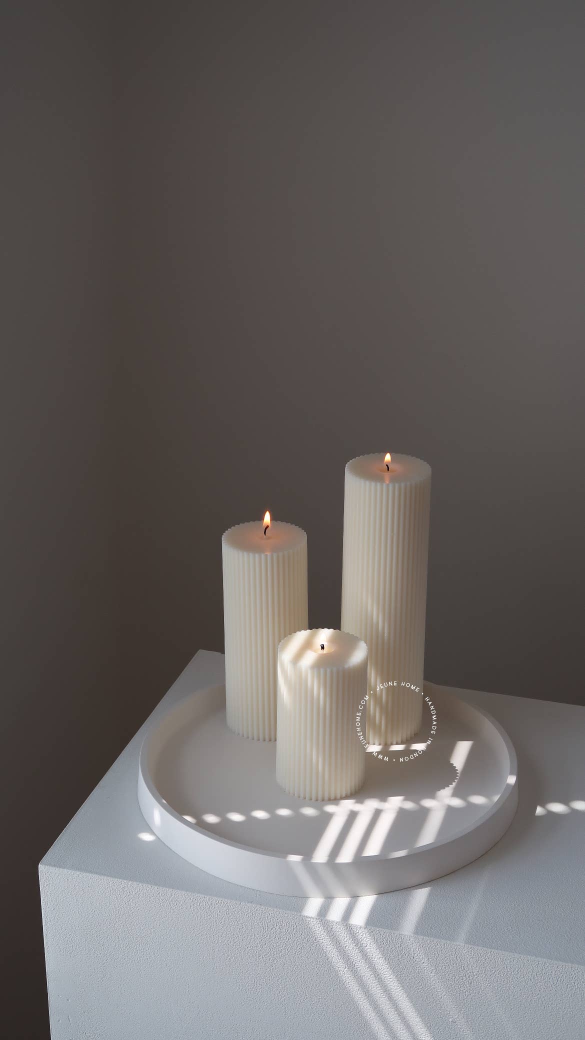 Jeune Home - Wholesale Pillar candle - Small Scented Soy Ribbed Pillar Candle | Wedding candle1