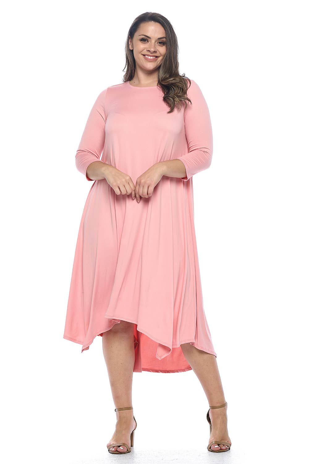 Allium - Wholesale Dress - Women's - Asymmetric Hem Midi Dress Plus Size6