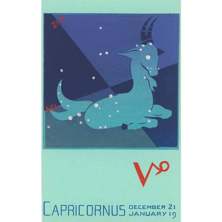 Greeting Card ZC-10 Capricorn, The Goat for wholesale by Found Image Press
