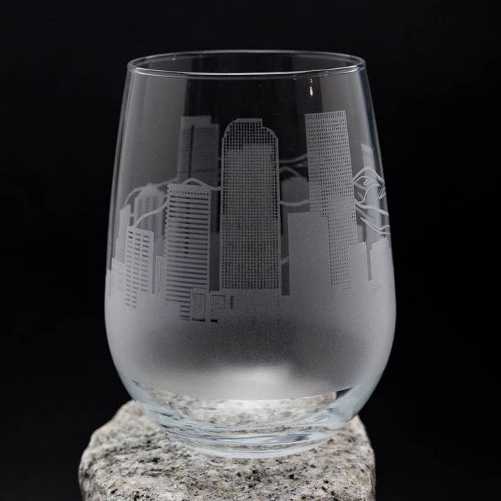 Denver, Colorado Skyline Vinglas för wholesale av Urban & Etched
