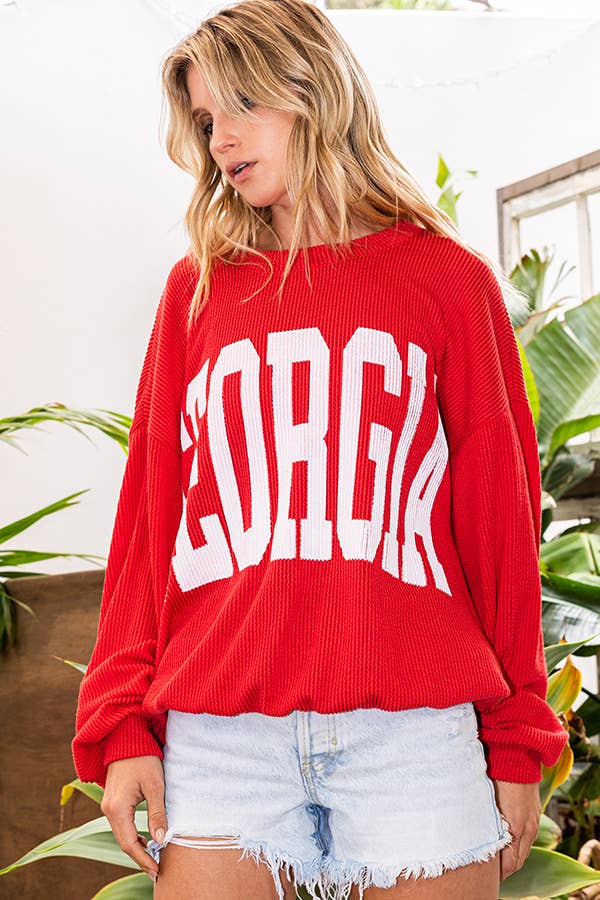 BUCKETLIST INC - Wholesale Graphic Sweatshirt - Women's - T1770C  Georgia Comfy Oversize Graphic Sweatshirt, Gameday30