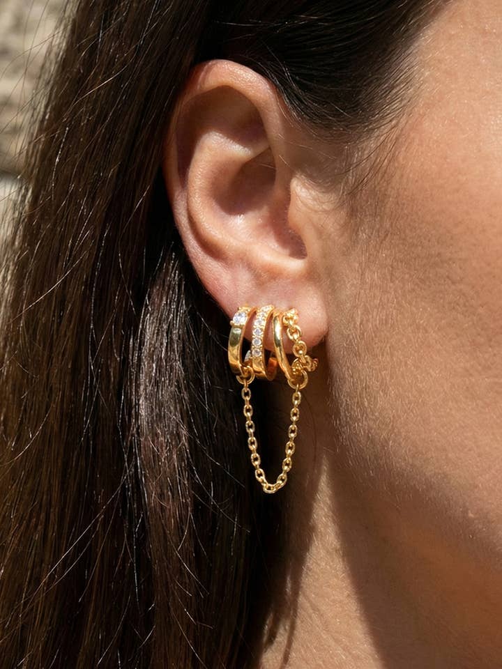 4-Line CZ Chain Hoop Earrings for wholesale by Sessori