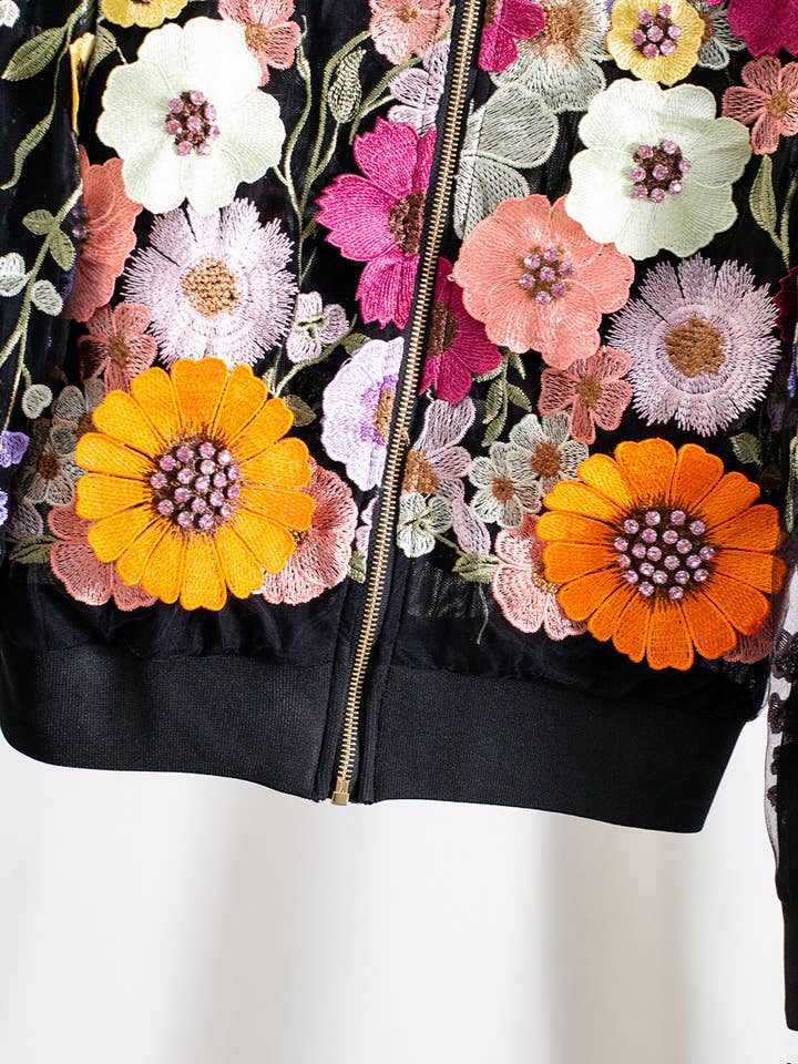 Color as pictures JK191Y Handmade Beaded Floral Embellished Rhinestone Jacket for wholesale on Faire5