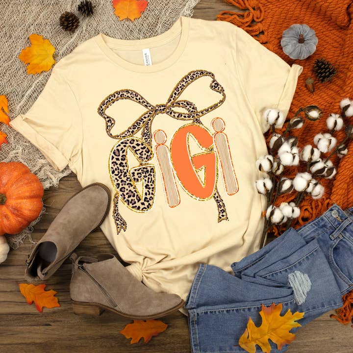 Gigi Leopard Bow Graphic Tee for wholesale by Festivitees