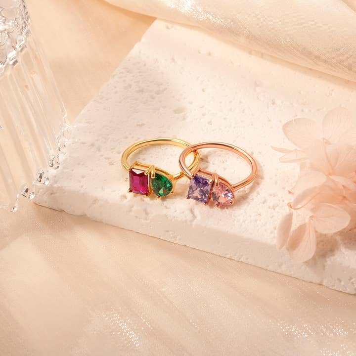 Anavia - Wholesale Single Stone/Solitaire Ring - Toi et Moi Gemstone Sterling Silver Ring7