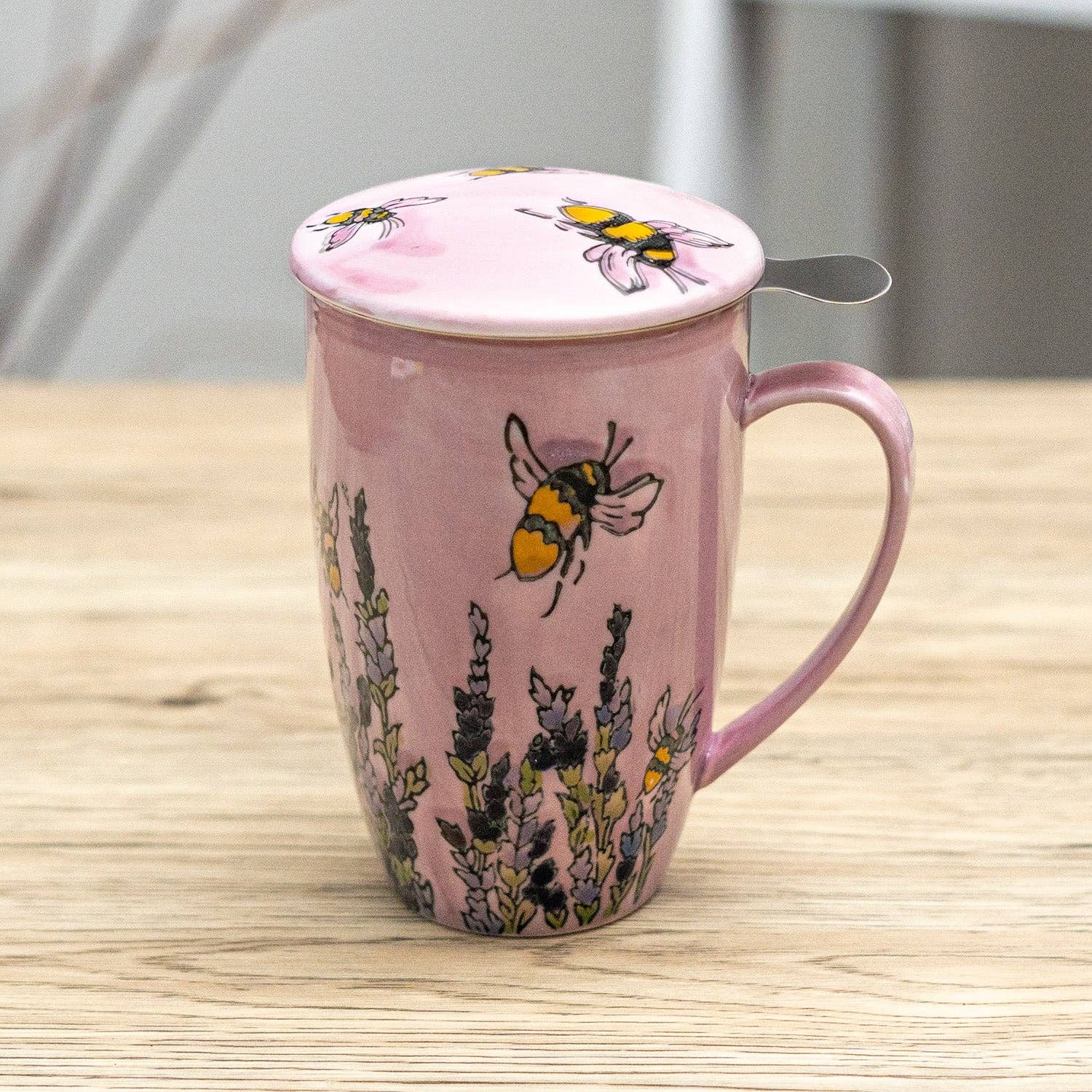 Urban Tokyo - Venta al por mayor Taza - Tazas de té de 15oz con diseño de abeja de primavera con tapa e infusor para té de hojas sueltas (4/32)1