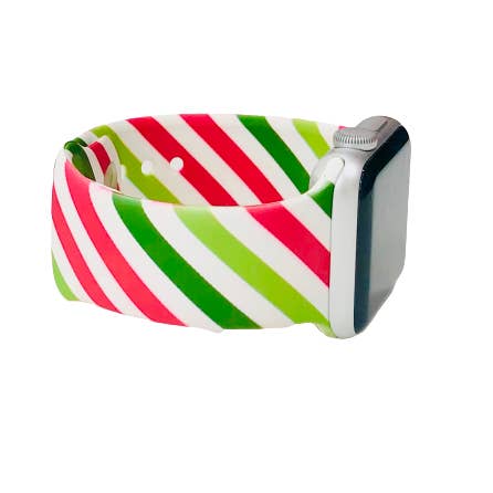 Green Red Stripe Apple Watch Band for wholesale by Thomas and Lee Company