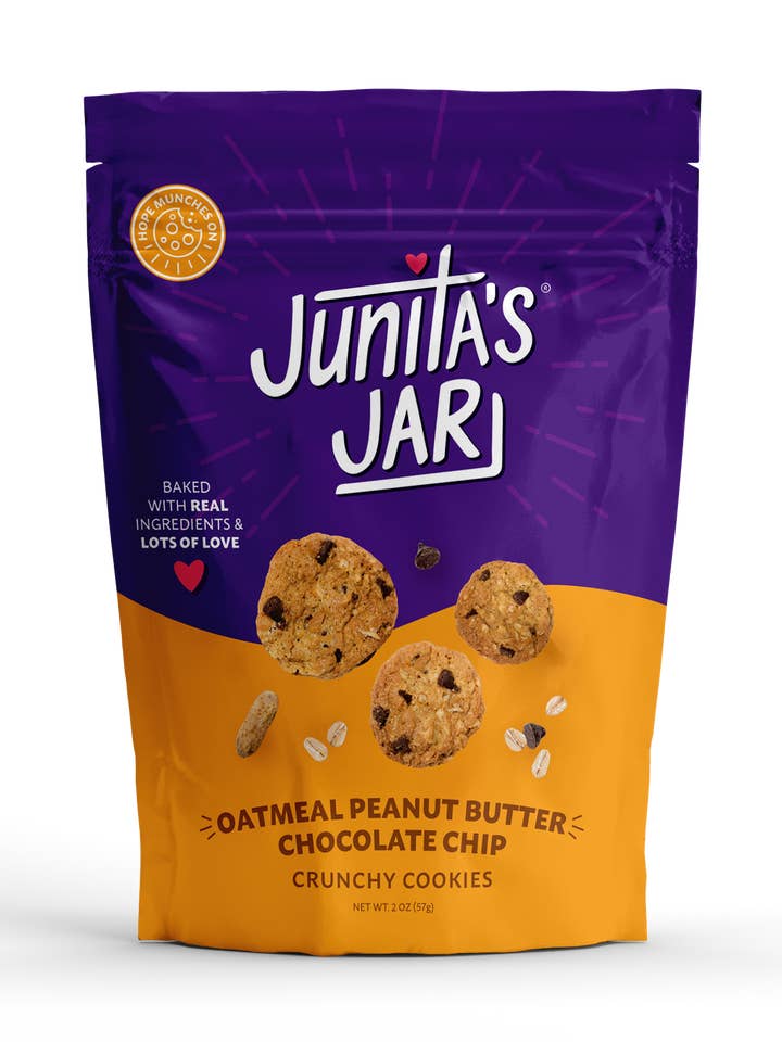 2oz Mini Cookie Snack Pack, Oatmeal Peanut Butter Choco chip for wholesale by Junita’s Jar