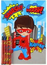 Tiny Mills - Vendita all'ingrosso Libro da colorare e attività - Bambini e neonati - Libri da colorare supereroi con pastelli bomboniere11