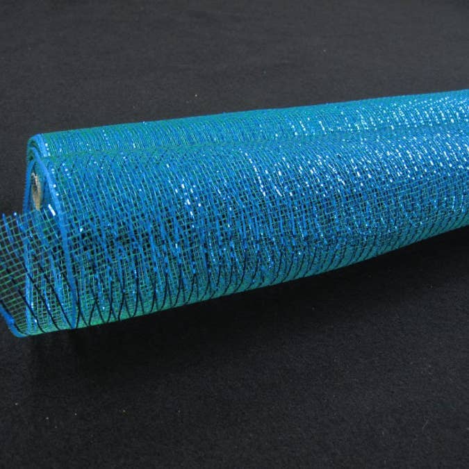 Peacock/Turquoise Metallic Mesh, 10"X10Y XB90510-33 for wholesale by DecoExchange