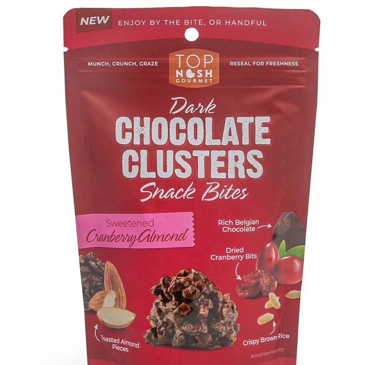 Cranberry Almond Dark Chocolate Clusters Snack Bites for wholesale by Astor Chocolate Corp.