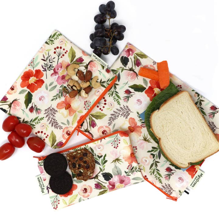 Floral Patterns Reusable Zipper Pouch Sets 05 Flower for wholesale by MYSGREEN