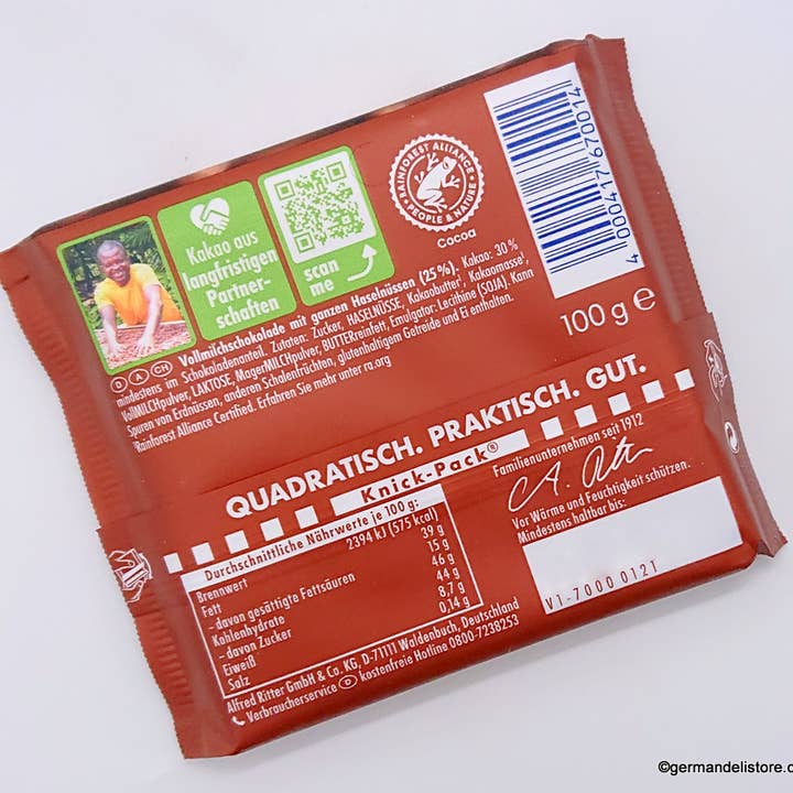 Phoenix Distributions - Wholesale Chocolate Bar - RITTER SPORT Voll-Nuss 100 gramm 10 count2