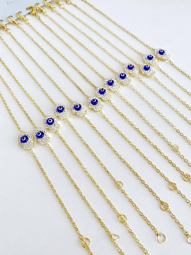 Evileyefavor - Wholesale Charm/Dangle Bracelet - Hamsa Hand and Evil Eye Gold Silver Link Chain Bracelet2