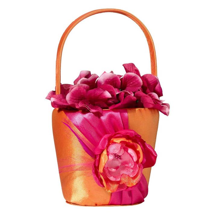 Hot Pink und Orange Blumenmädchen Korb für den Großhandel von Lillian Rose