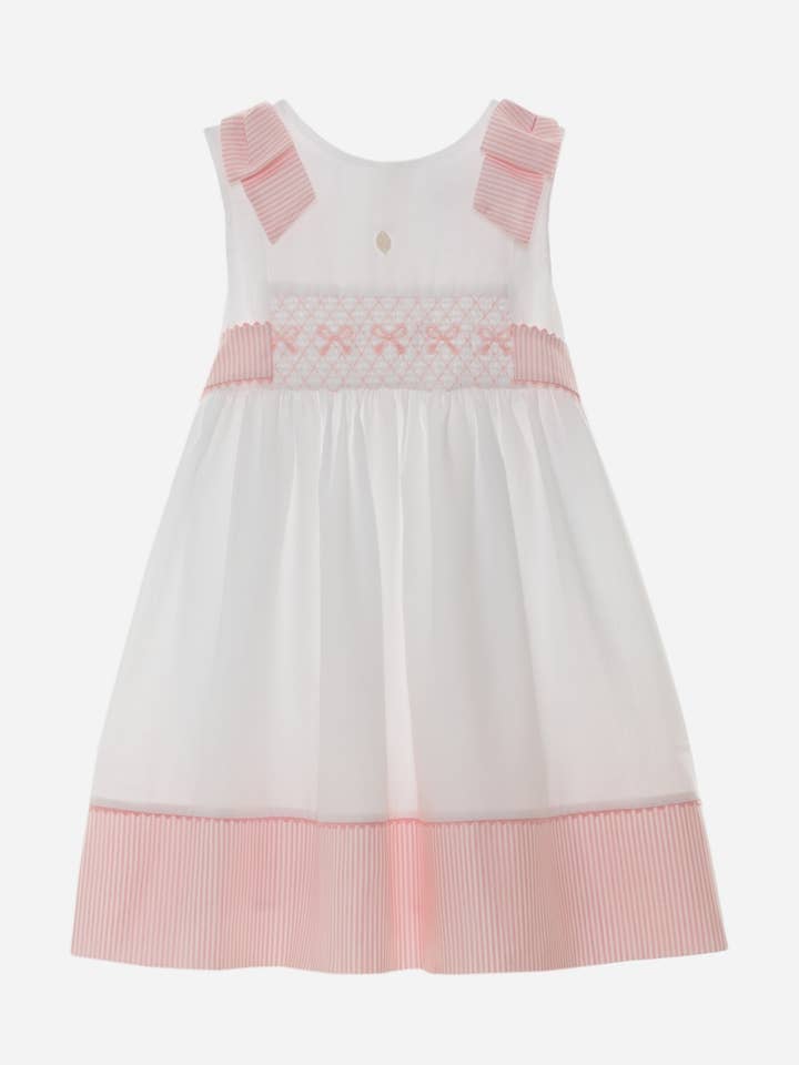 Hvid og lyserød stribet kjole for engroshandel hos Patachou