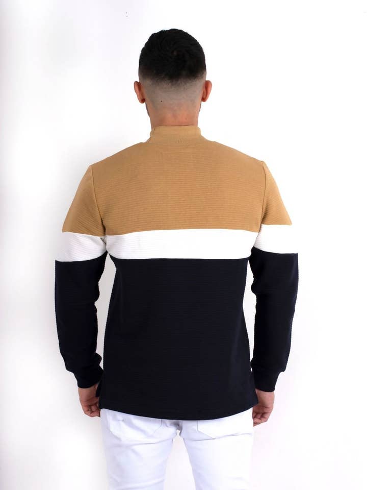 PULL TRICOLORE CÔTELÉ pour la vente par J5FASHION