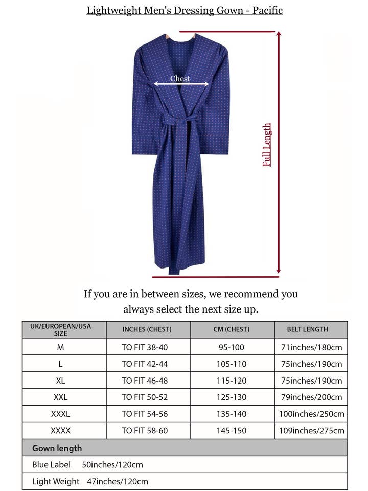 Bown Of London – Engroshandel Morgenkåbe - Herre – Letvægts slåbrok til mænd - Pacific (3XL,4XL)6