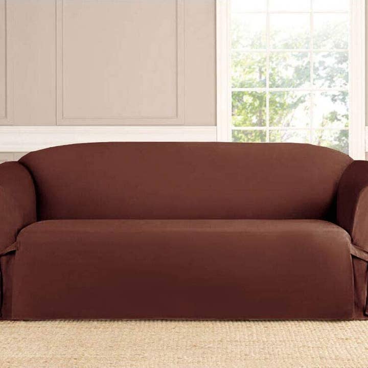 Slipcover Microsuede Brown Sofa for wholesale by LINEN STORE