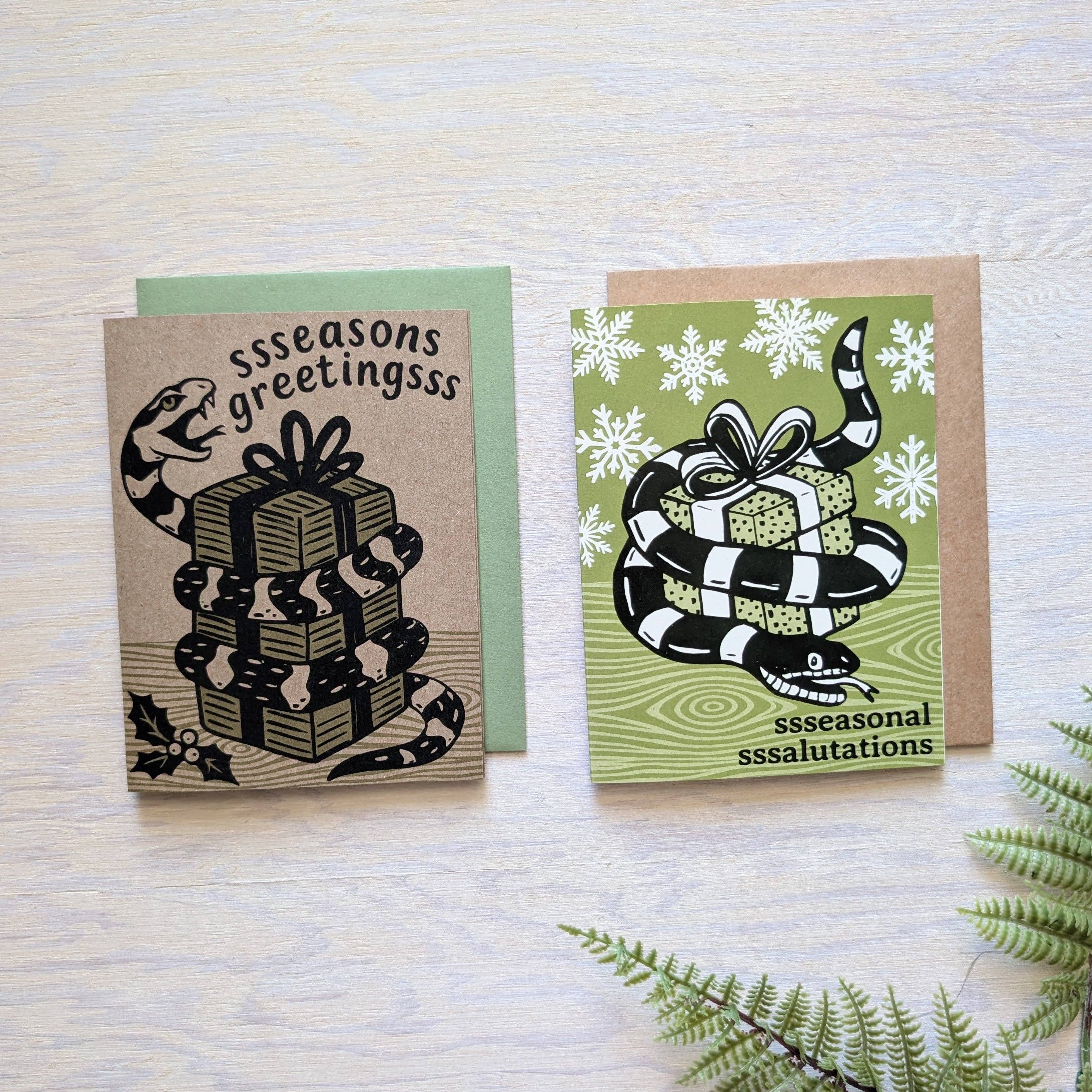 ilikesara | art + goods - Wholesale Season's Greetings Card - greeting card | seasonal salutations snake - holiday Christmas Hanukkah New Year3