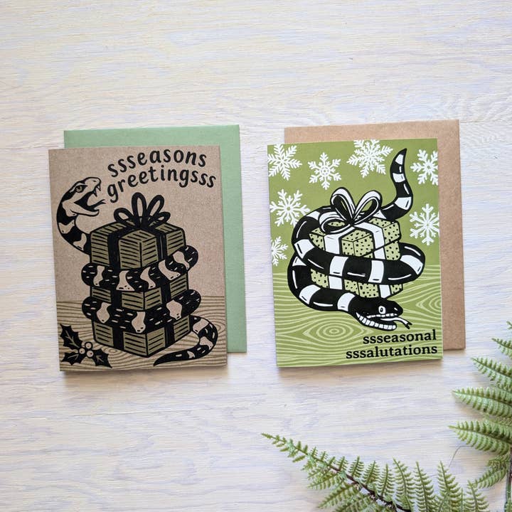 ilikesara | art + goods - Wholesale Season's Greetings Card - greeting card | seasonal salutations snake - holiday Christmas Hanukkah New Year3
