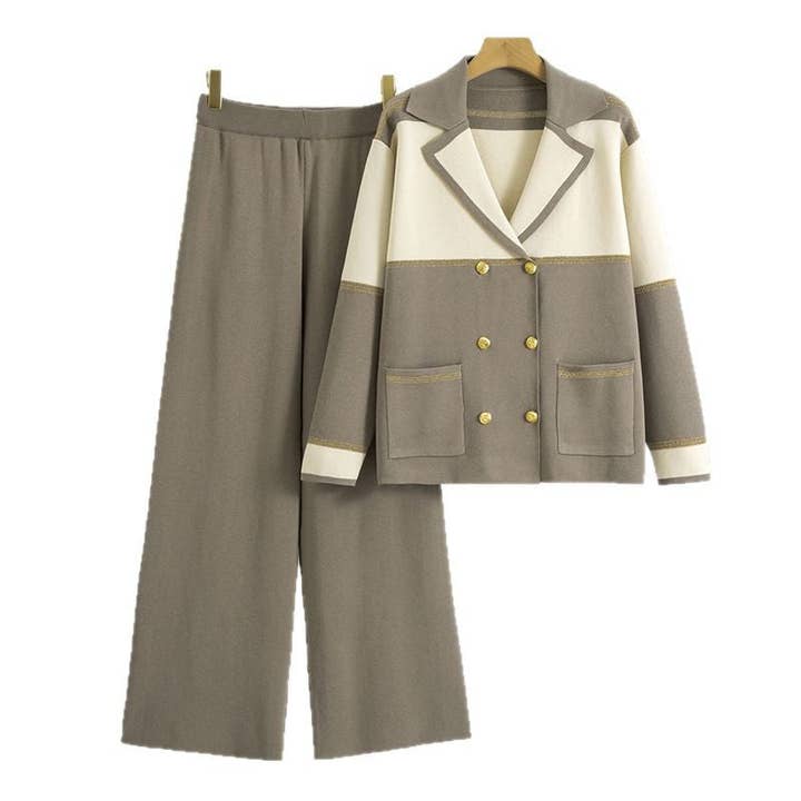 Marayn - Wholesale Suit Set - Women's - Chic Colorblock Knit Suit Spring 2025 Fashion24