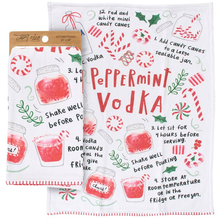 Peppermint Vodka Kitchen Towel for wholesale by Primitives by Kathy