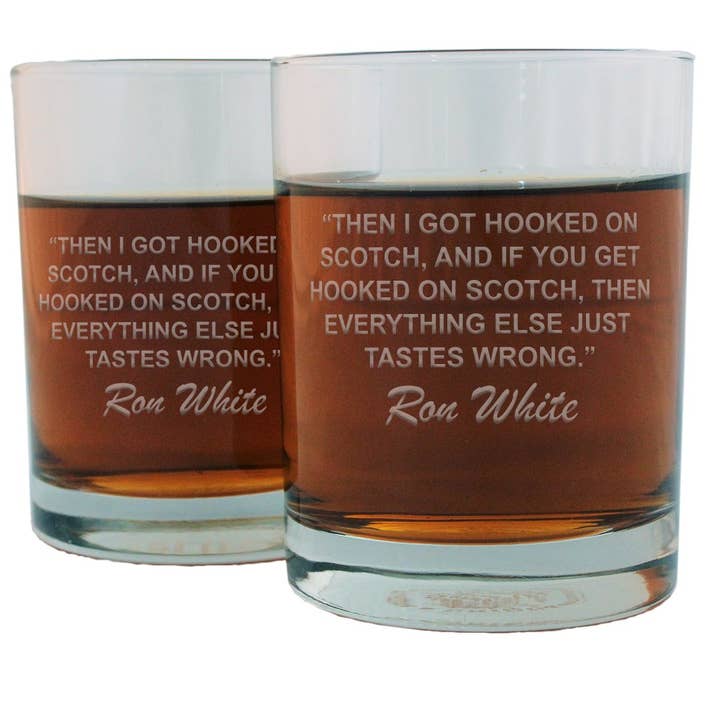 Bicchiere da whisky italiano con citazione famosa Ron White per la vendita all'ingrosso da parte di Famous Whiskey Glasses