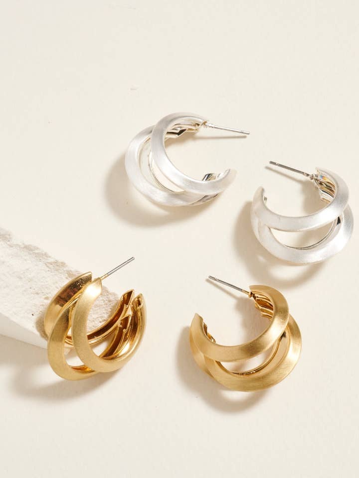 Basic Metal Triple Huggie Hoop Earrings Jewelry for wholesale by Designature New York