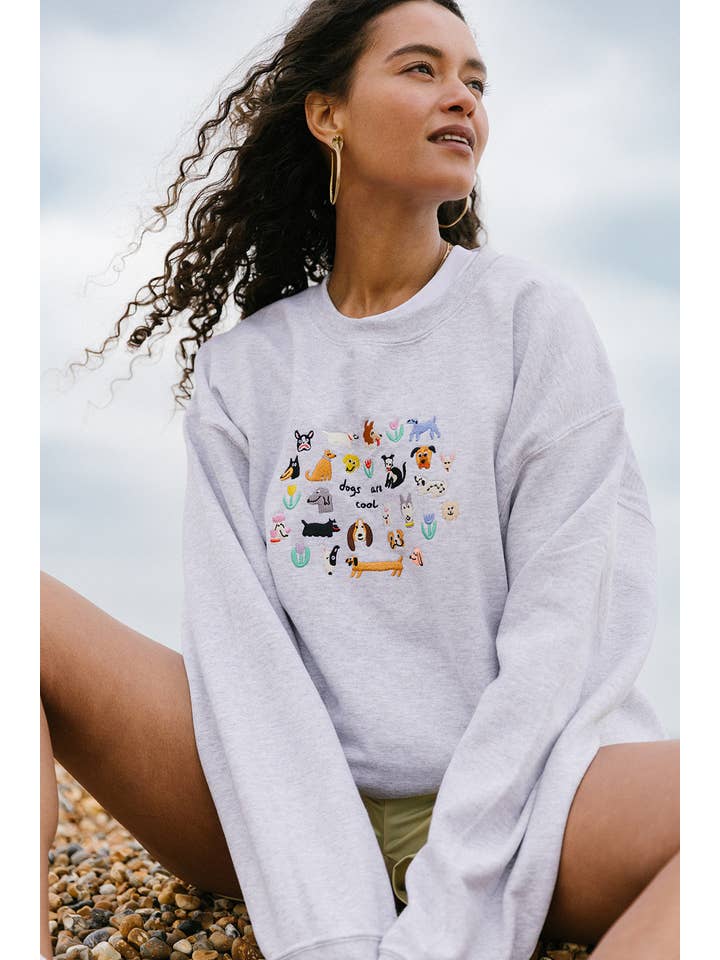 Limpet Store – wholesale Sweatshirt – Women's – Dogs Are Cool Embroidered Sweatshirt2