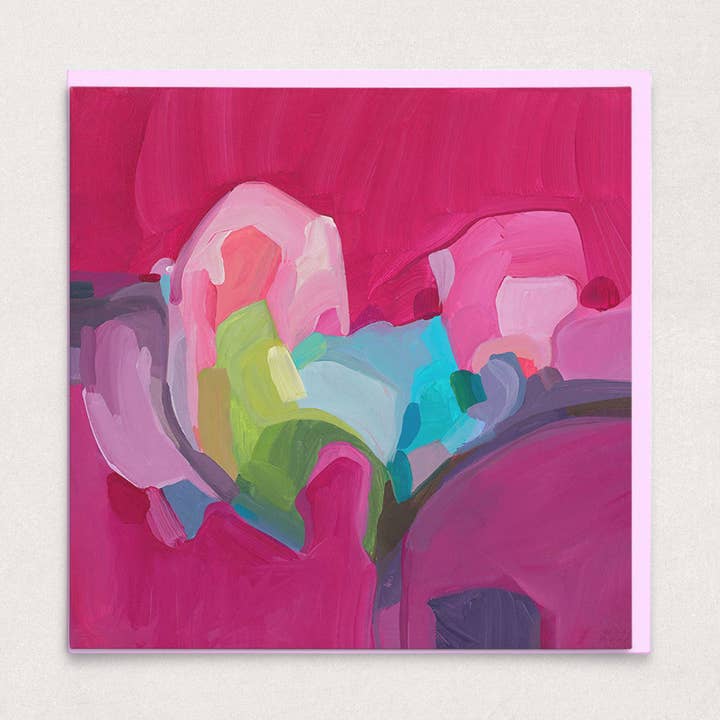 Colourful Abstract Art Greeting Card | Magenta for wholesale by Susannah Bleasby Art