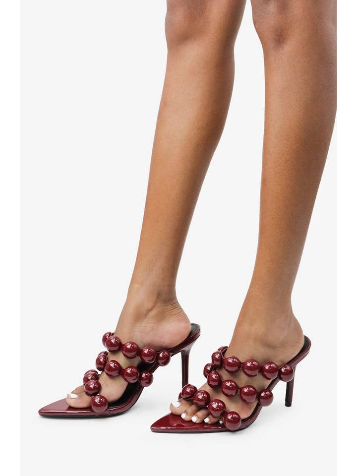 Lemonade Shoes - Wholesale High Heels - Women's - ASHLYNN - Sculptural Beaded Mule Heels5