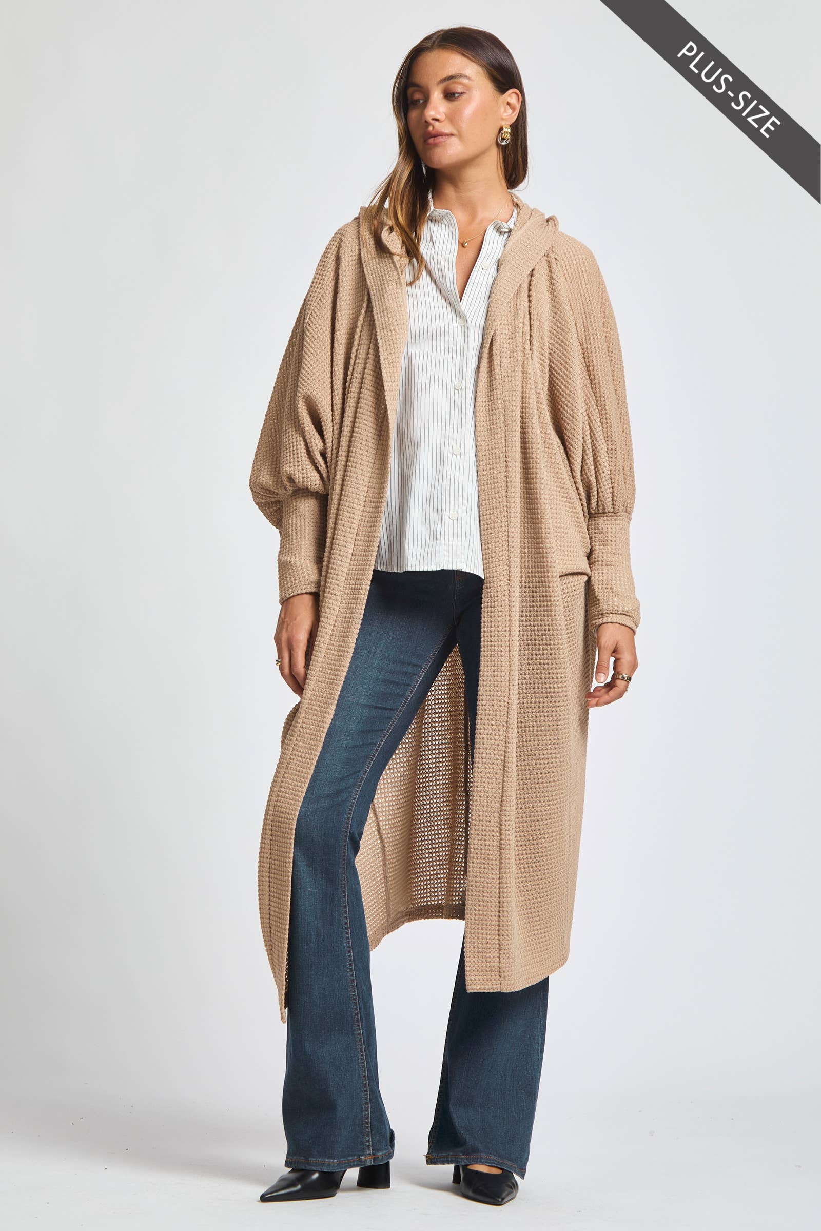 Dear Scarlett - Wholesale Cardigan - Women's - PLUS SIZE Cozy Knit Maxi Duster0