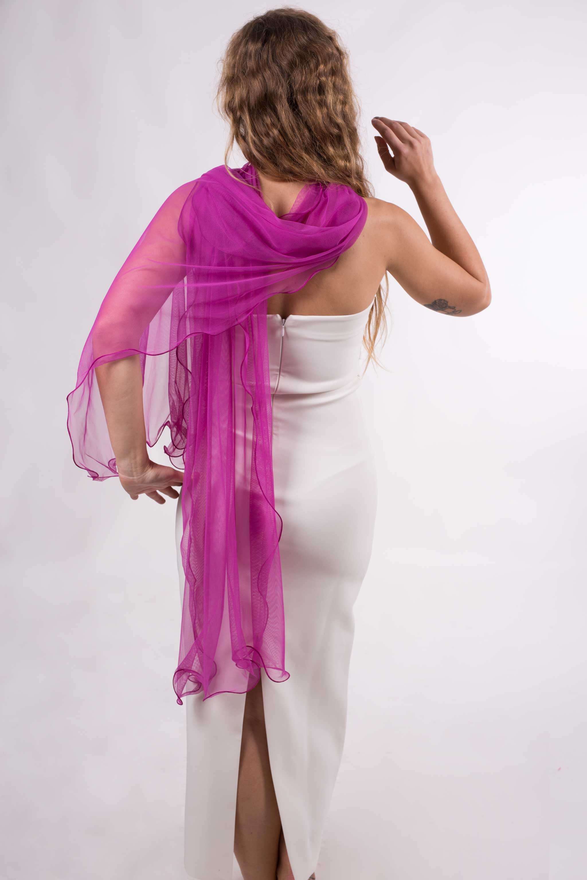 MR Complements - Vente Écharpe – femme - Châle en tulle grande taille aux bords ondulés65